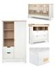 Harwell 4 Piece Cotbed with Dresser Changer, Wardrobe, and Essential Fibre Mattress Set- White image number 1